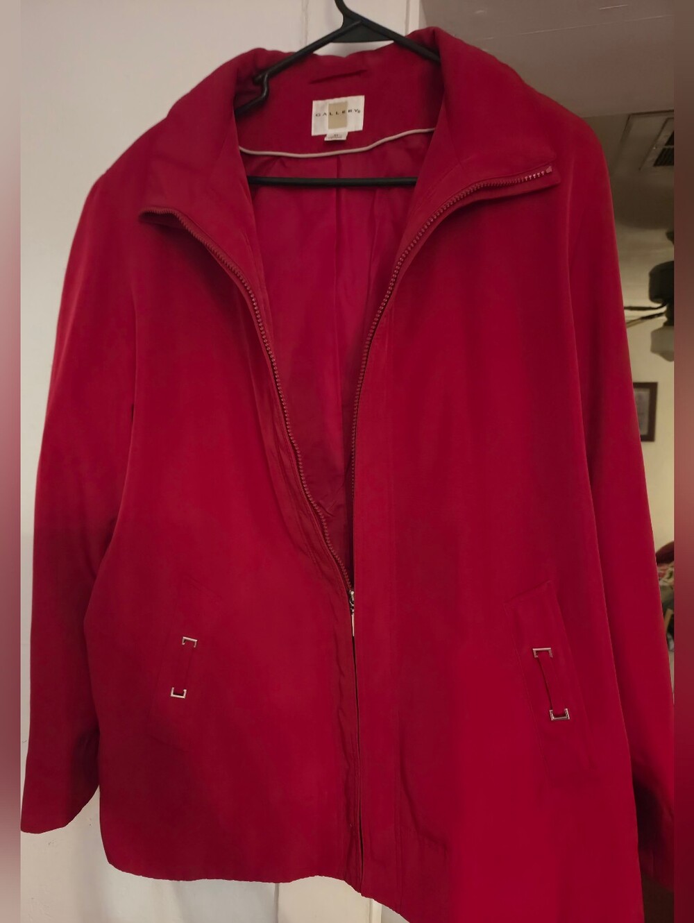 Gallery Vibrant Red Zip-Up Bomber Jacket